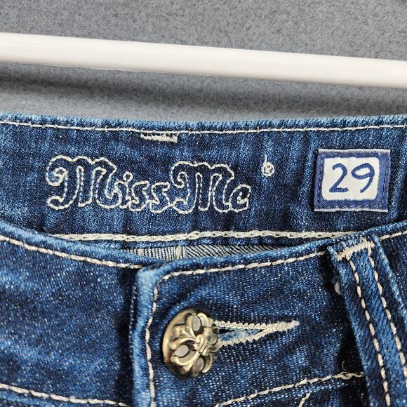 Miss Me Jeans 29 Dark INDIGO Blue JS5151SR Skinny STRETCH Low Rise Plain Pocket - Picture 4 of 12